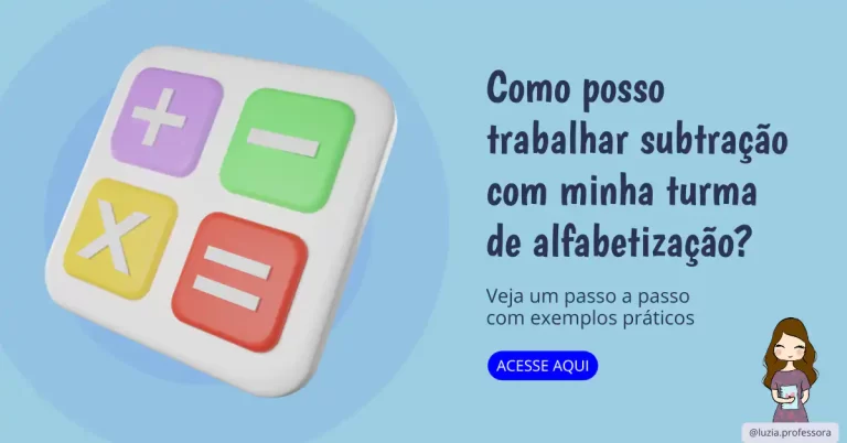 Atividade de subtração para alfabetização