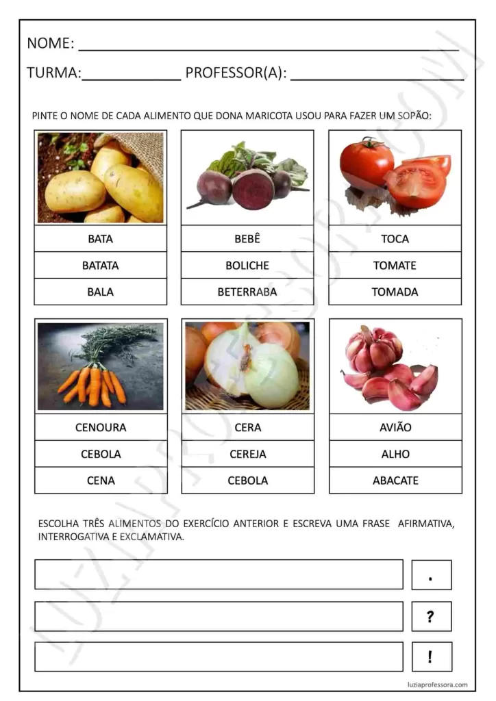 Atividade incluída na sequência didática A Cesta de Dona Maricota