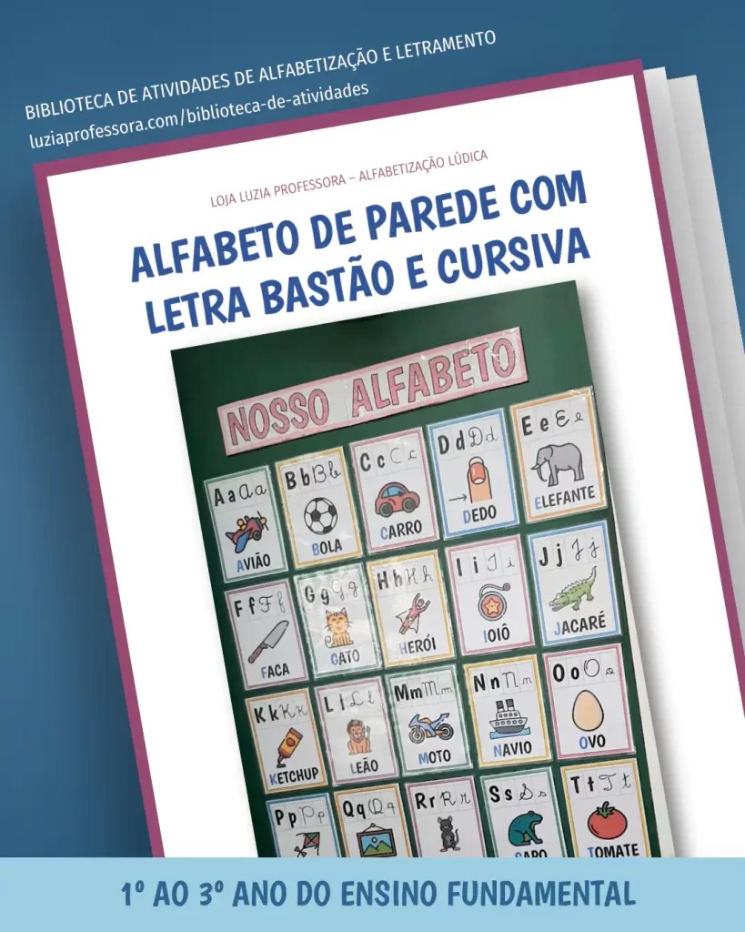 Alfabeto de Parede com Letra Bastão e Cursiva