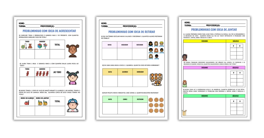 Probleminhas de adição e subtração para o 1º ano