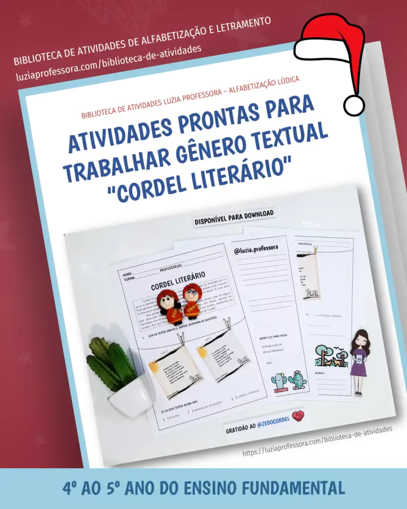 Atividades prontas sobre Cordel Literário para turmas do 4º e 5º ano