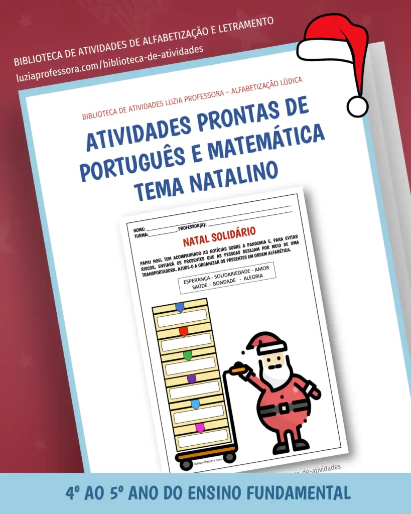 Atividades de português e matemática com tema natalino