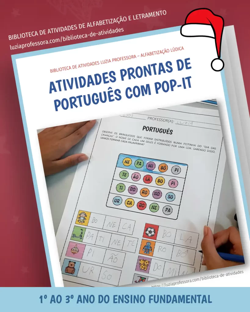 Atividades de português com pop-it para alfabetização