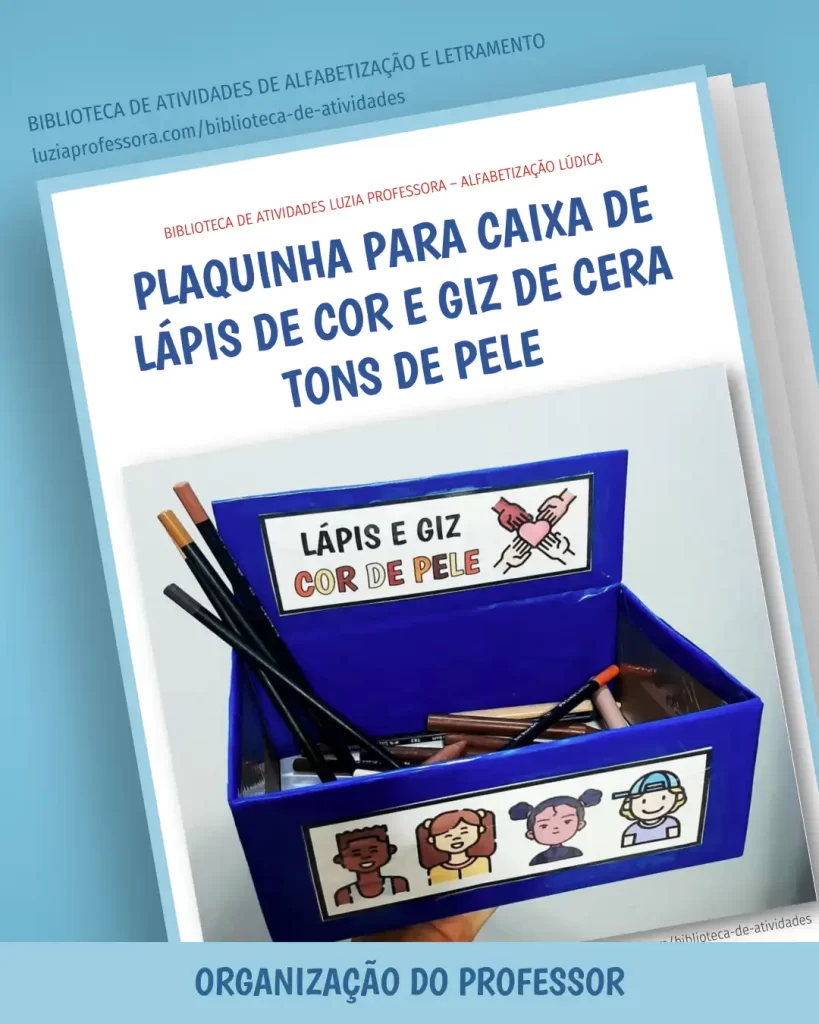 Placa para caixa de lápis de cor e giz de cera