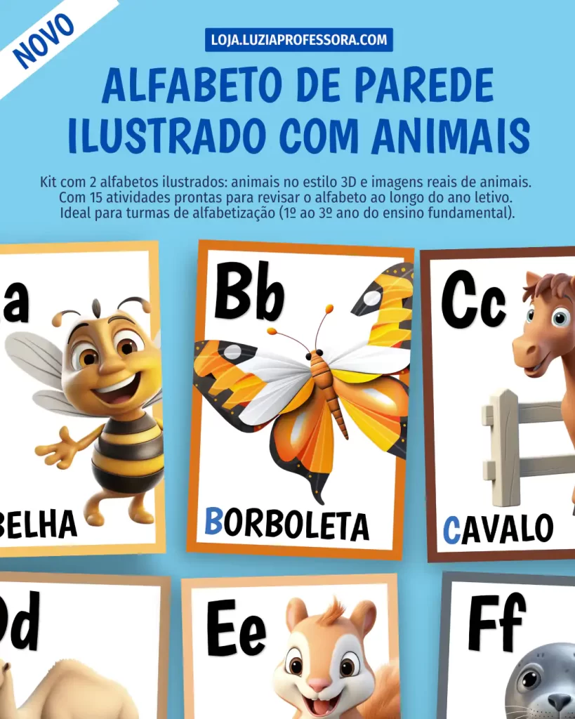 Alfabeto com animais para imprimir: cartazes de A a Z