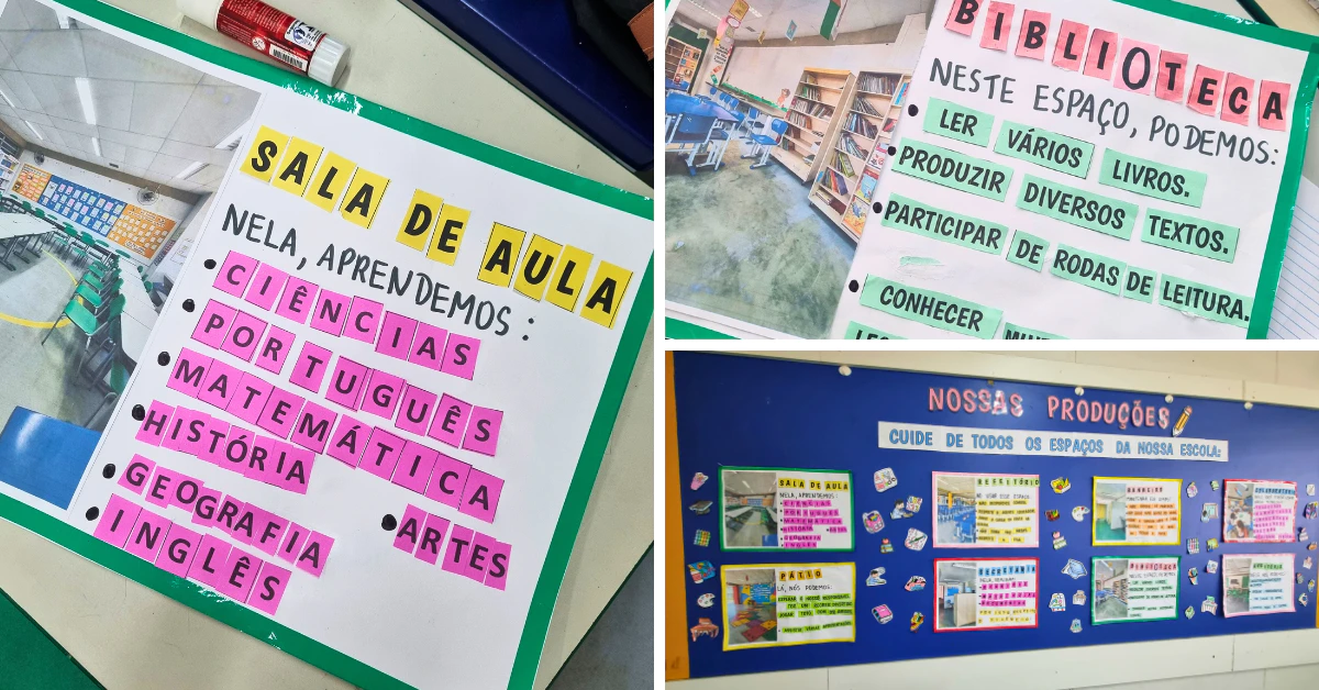 Mural "Cuide de todos os espaços da escola"