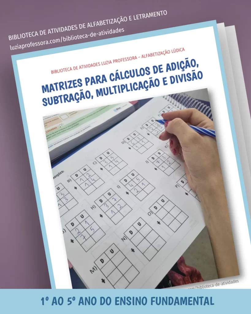 Matrizes de contas de matemática para imprimir