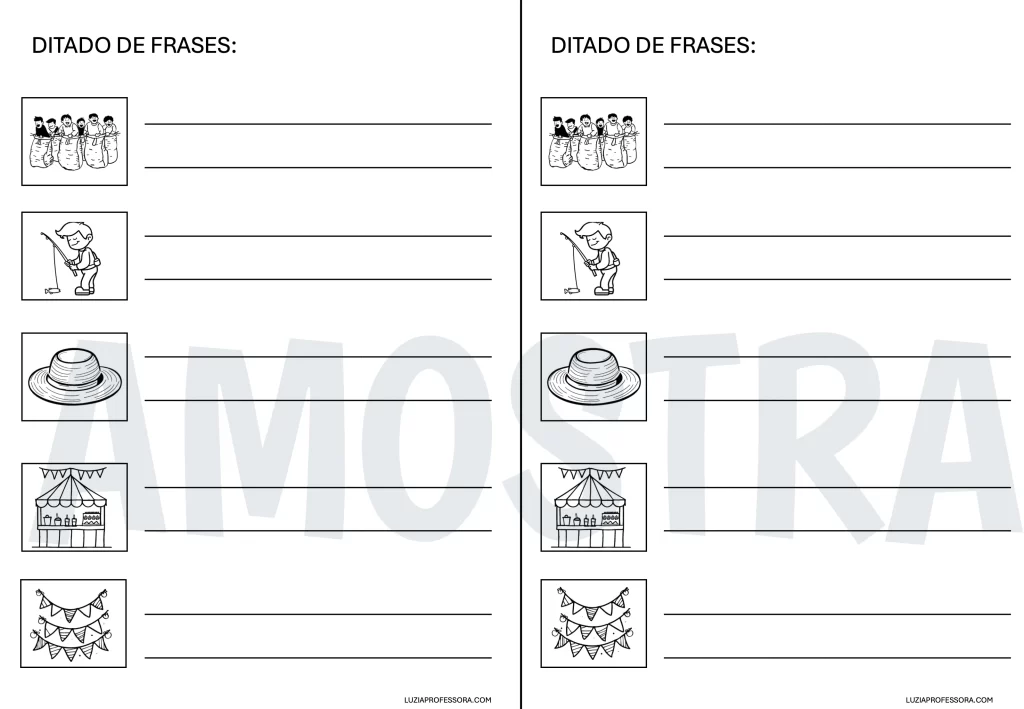 Atividade de alfabetização sobre festa junina