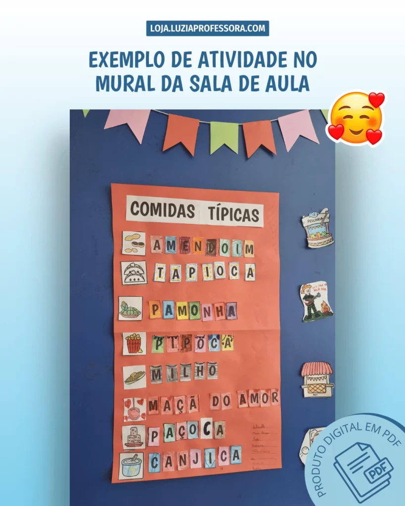 Exemplo no mural - Banco de palavras para imprimir