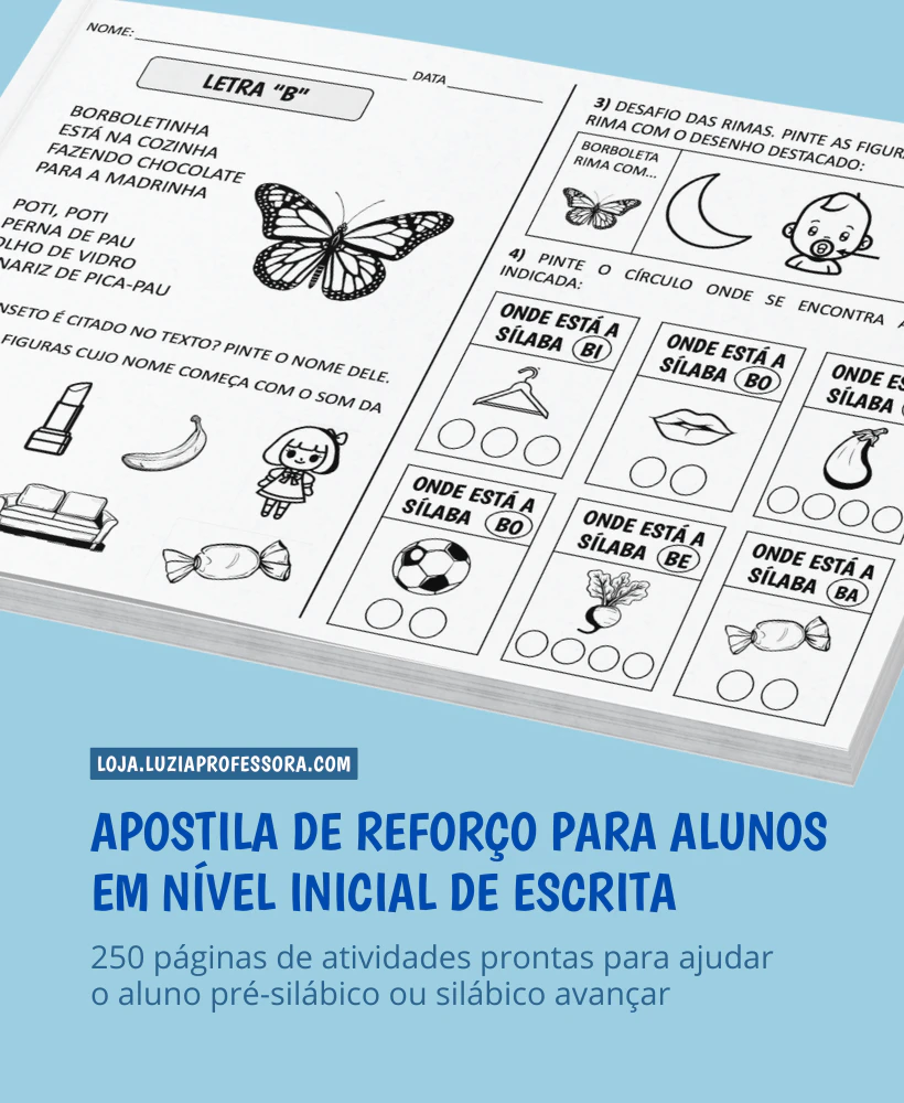 Apostila de reforço para alunos pré-silábicos e silábicos avançarem