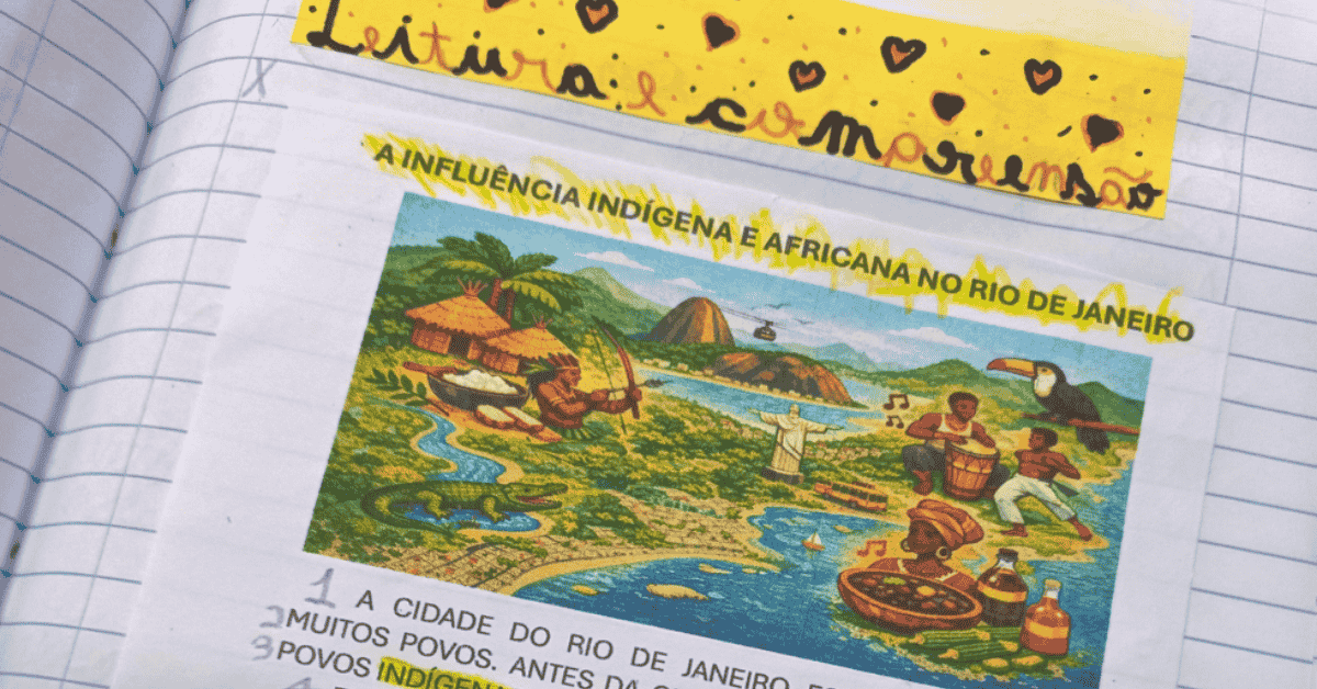 Atividade sobre a influência indígena e africana para alfabetização de crianças e da EJA